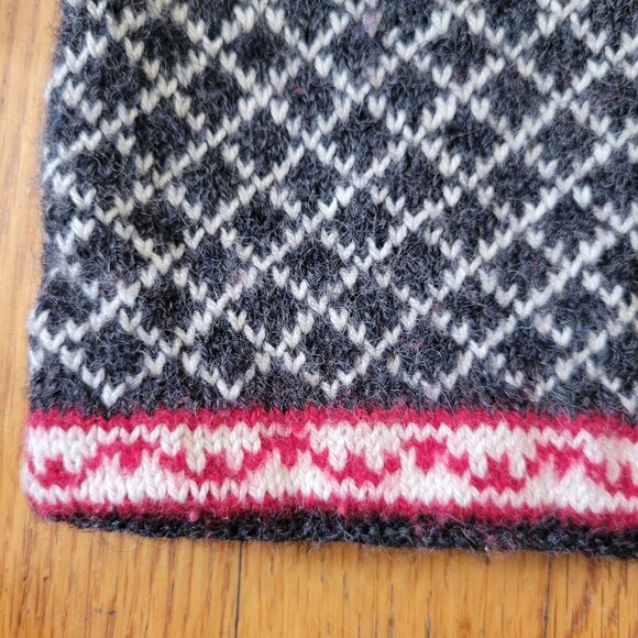 Alps XL Wool Nordic Sweater Metal Buttons Black White Gray Red Y2K 90s - Picture 6 of 8